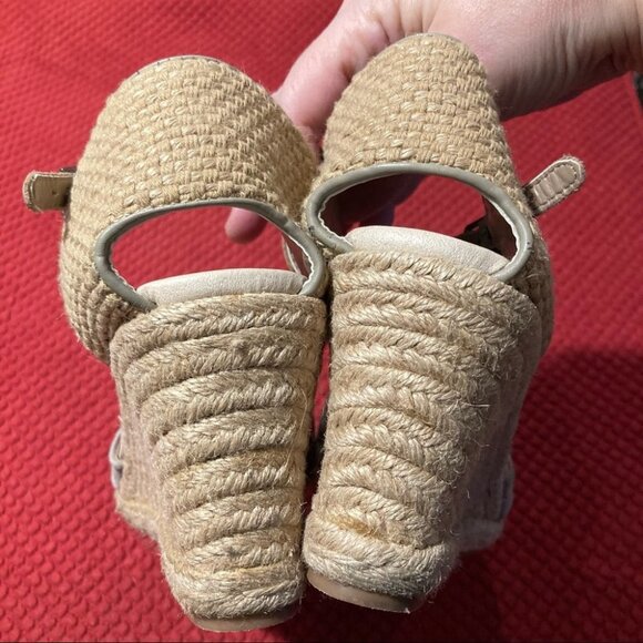 SAM EDELMAN Sz 10 Harmony Wedges Espadrille Light Beige Tan  Suede Shoes - Picture 4 of 9